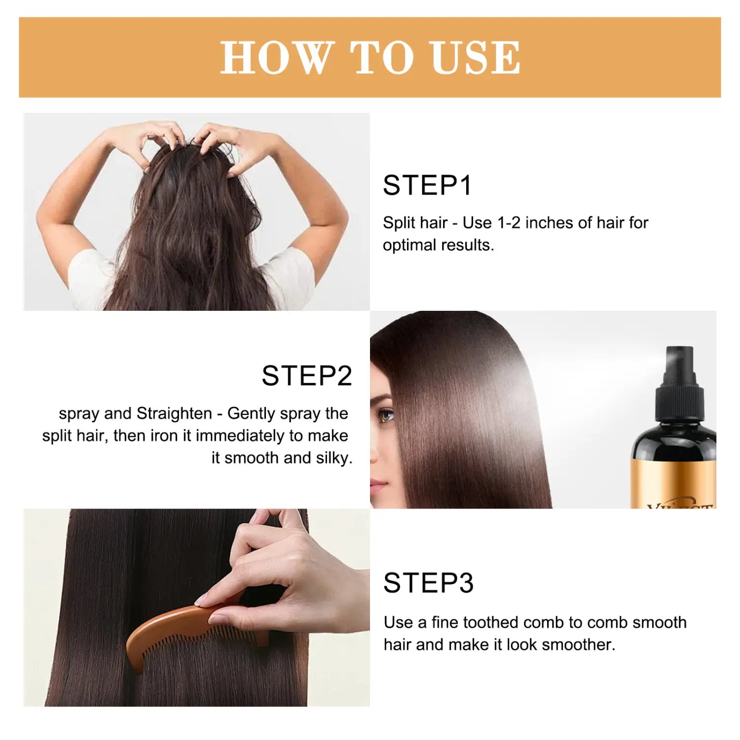 Black spray bottle with gold label and black nozzle containing silkening mist hair spray oil control 100ml.