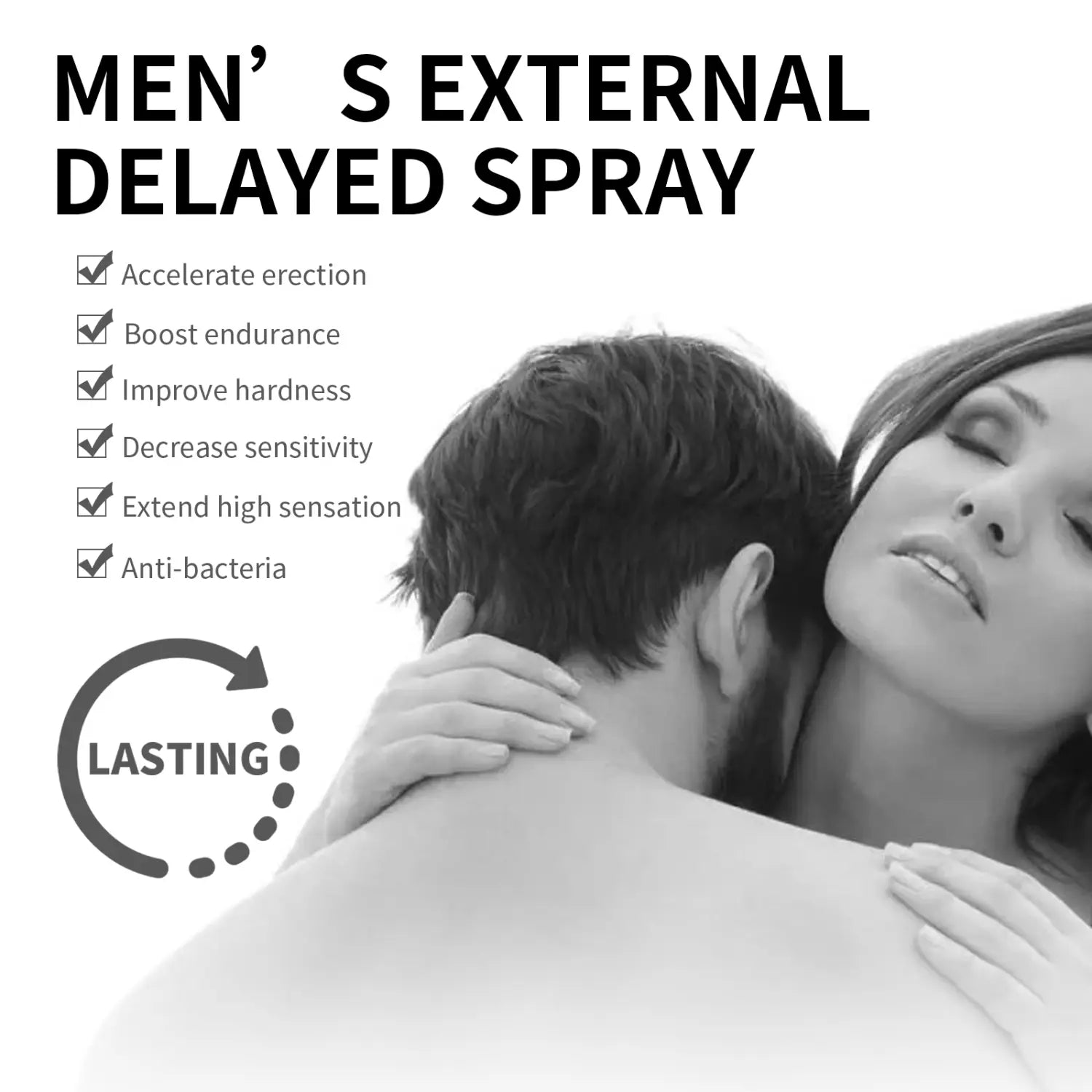 Verzögerungsspray nach außen für Männer, 30 ml, in schwarzer Verpackung, entwickelt, um eine Erektionsunterstützung zu beschleunigen, die Ausdauer zu steigern und die Härte zu verbessern, für eine verbesserte Ausdauer und Sensibilität.