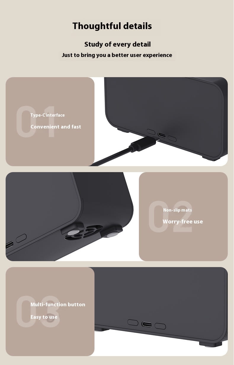 black rectangular flame diffuser humidifier with jellyfish mist effect featuring usb-c port multi-function buttons and non-slip rubber feet shown from the back side