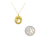 Gold 24k ouroboros dragon infinity pendant necklace with intricate detailing and circular design
