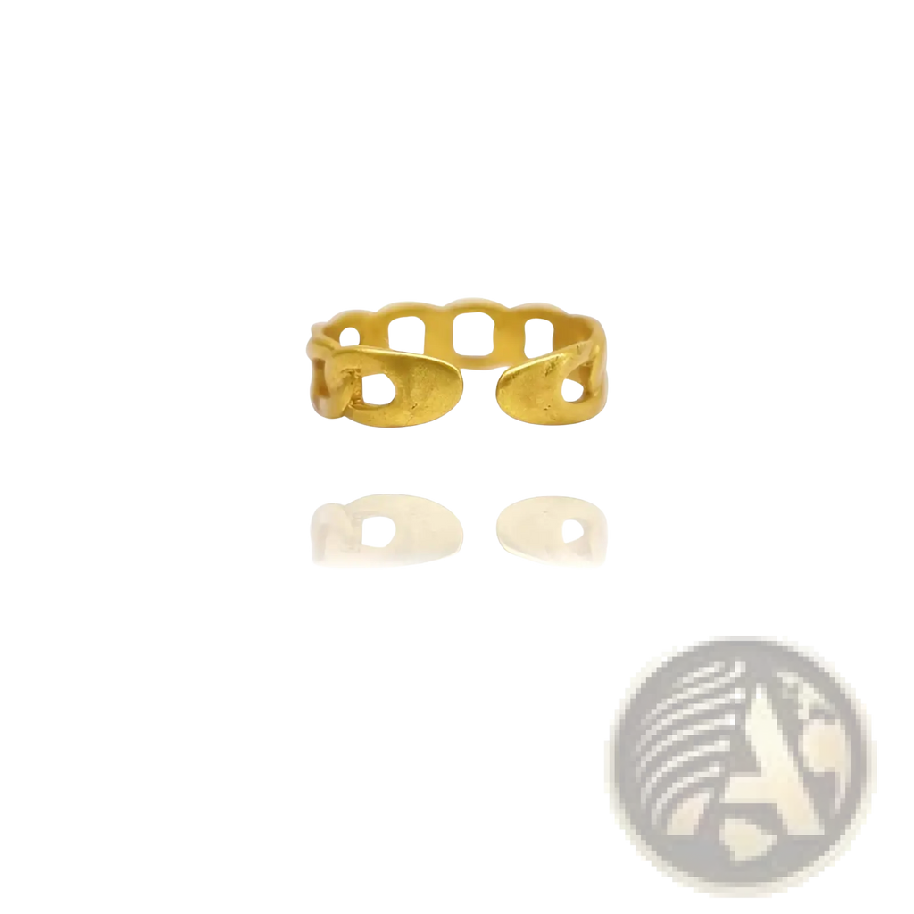 24k gold plated minimalist adjustable twist chain ring featuring a gold-toned open-link modern design