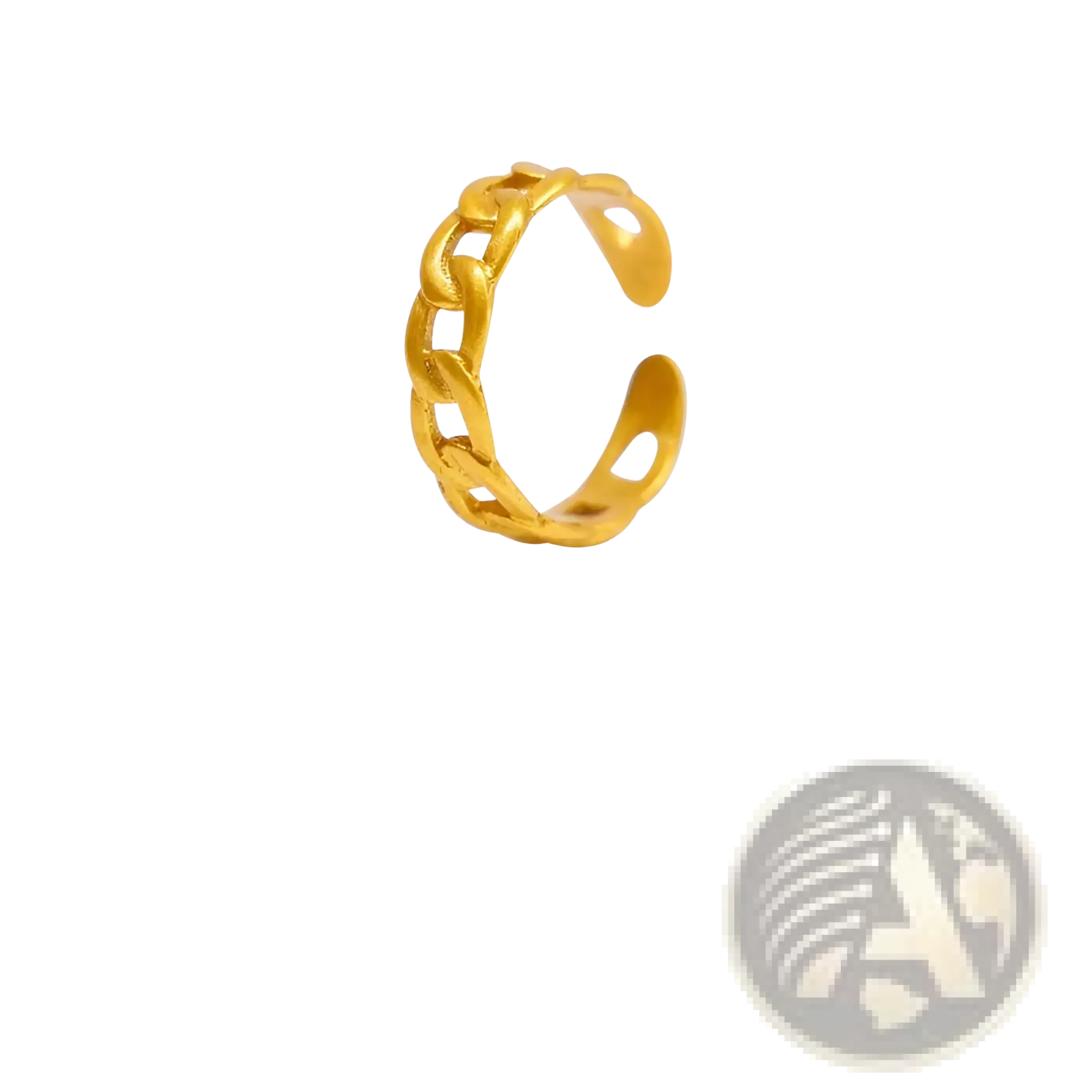 Gold-colored 24k gold plated minimalist adjustable chain-link twist ring for stylish everyday wear
