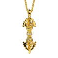 Golden 24k gold vajra pendant encrusted with diamonds on a twisted gold chain necklace