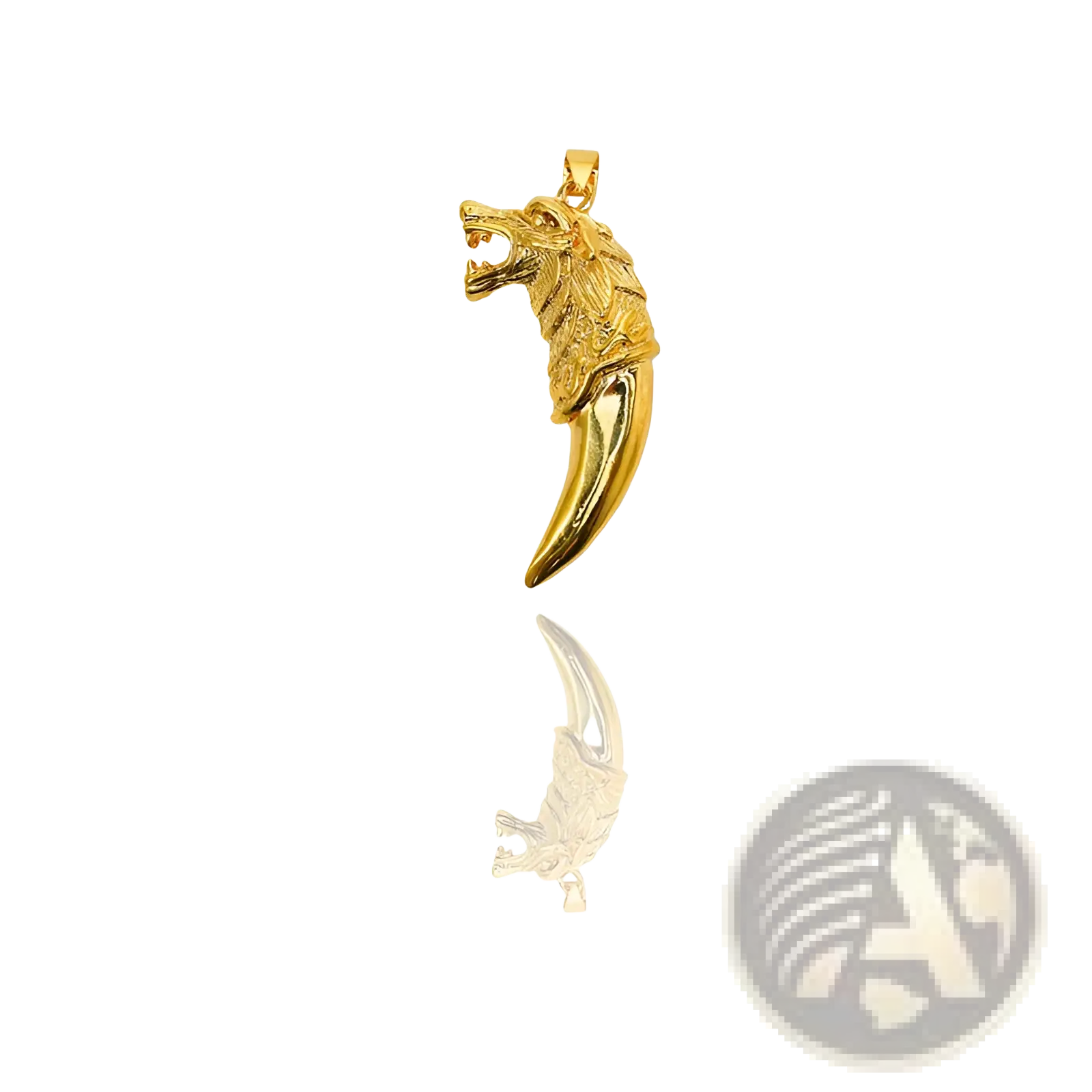 24k gold viking wolf totem amulet pendant necklace featuring a gold lion head with a sharp curved claw detail
