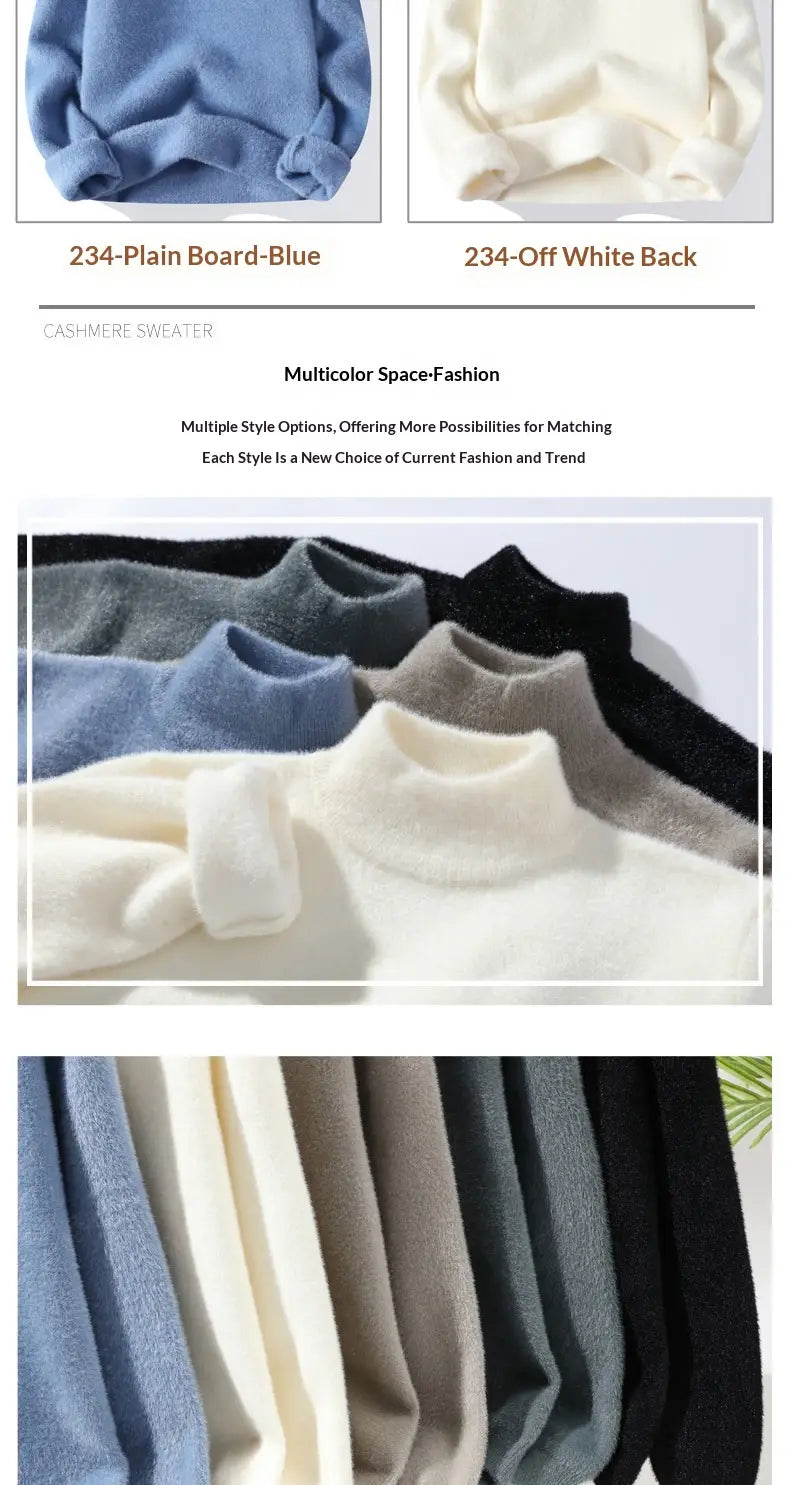 a soft ribbed-collared cashmere men half turtleneck sweater in blue white and black colors designed as a warm knit pullover