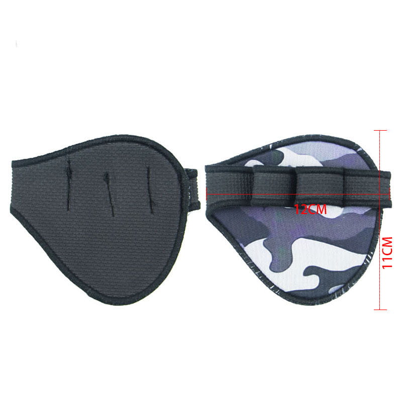 Black and purple camouflage-patterned eye patch with adjustable strap designed for comfort and secure fit during weightlifting training.
