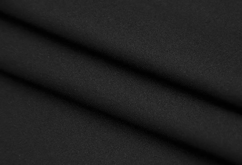 black textured velvet fabric with a subtle weave pattern for a v-neck evening dress