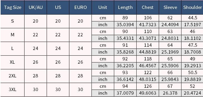 Size chart for men reversible shearling winter hooded coat displaying measurements in centimeters and inches across sizes s to 3xl.