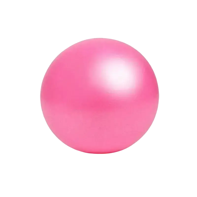 A smooth glossy pink 25cm mini yoga ball straw ball with a soft sheen ideal for fitness and exercise use