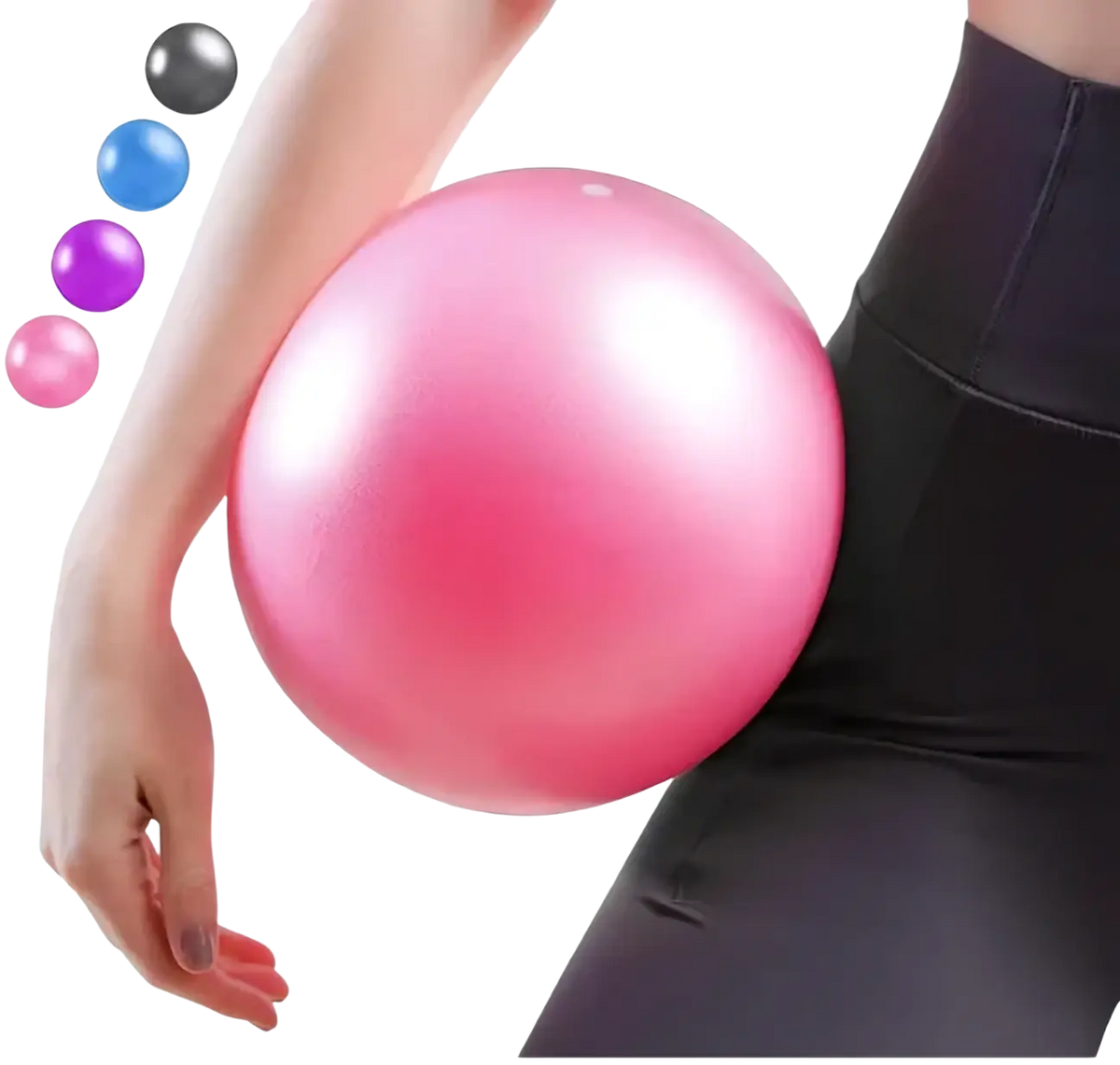 25cm pink fitness yoga ball with smooth glossy surface designed for core exercise and stability training