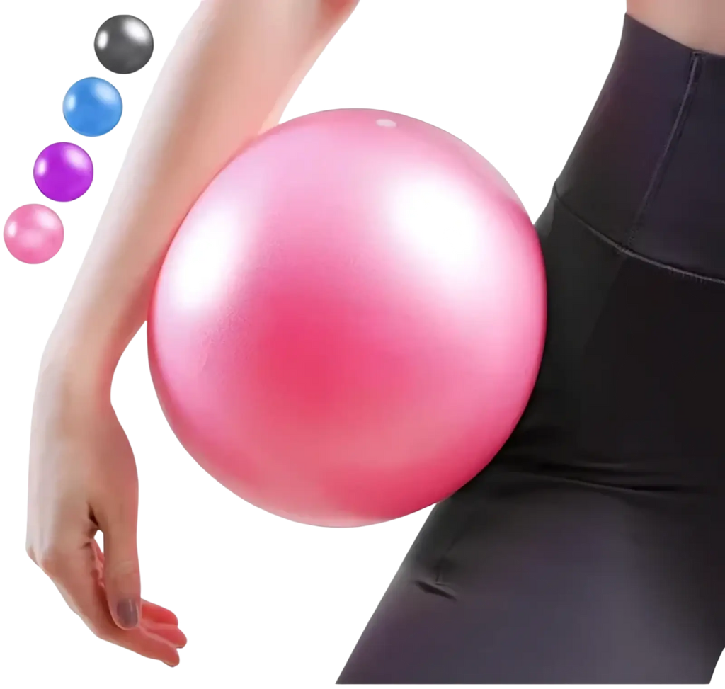 25cm pink fitness yoga ball with smooth glossy surface designed for core exercise and stability training