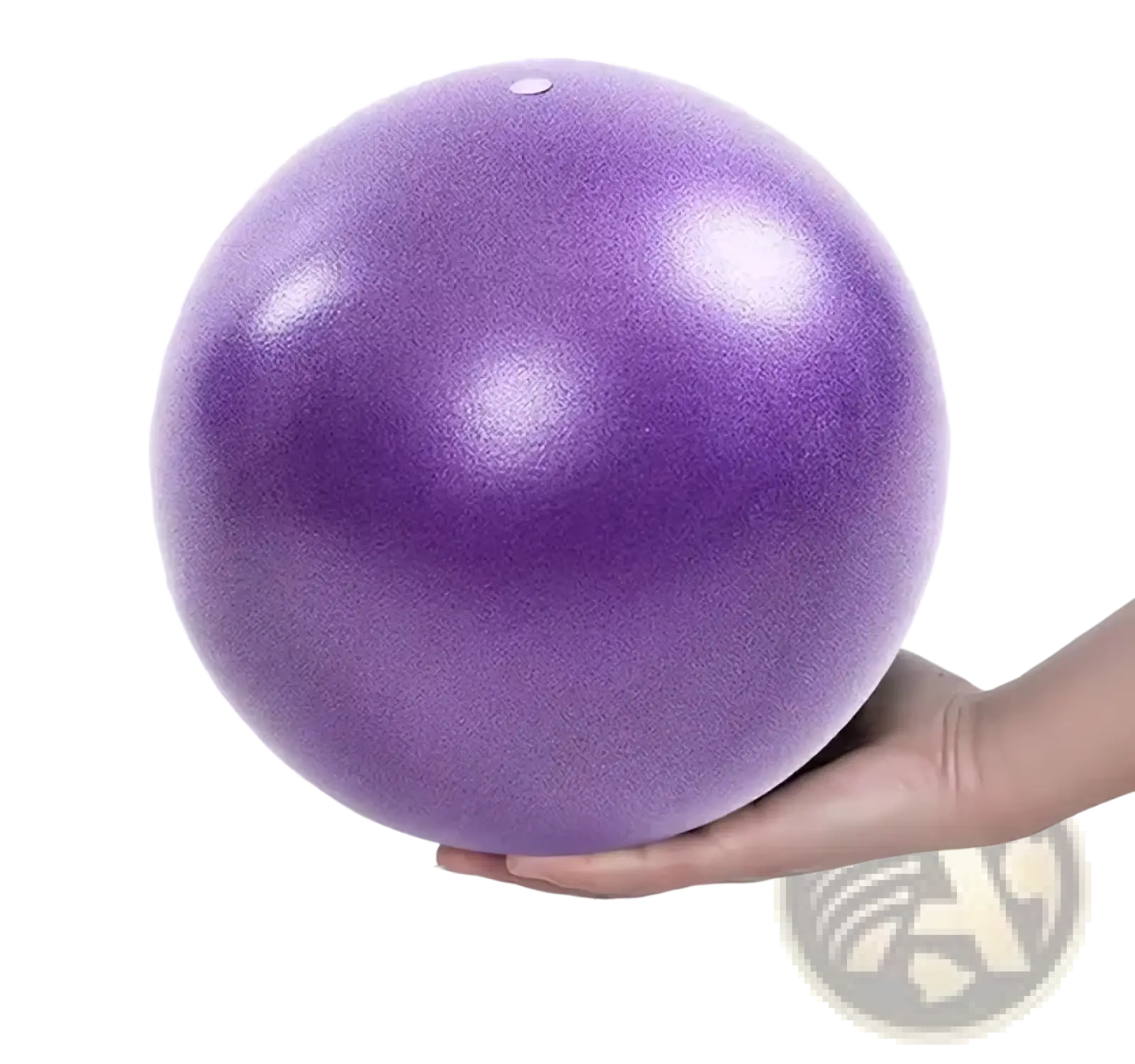 A smooth matte purple 25 cm exercise ball for core fitness and yoga exercises