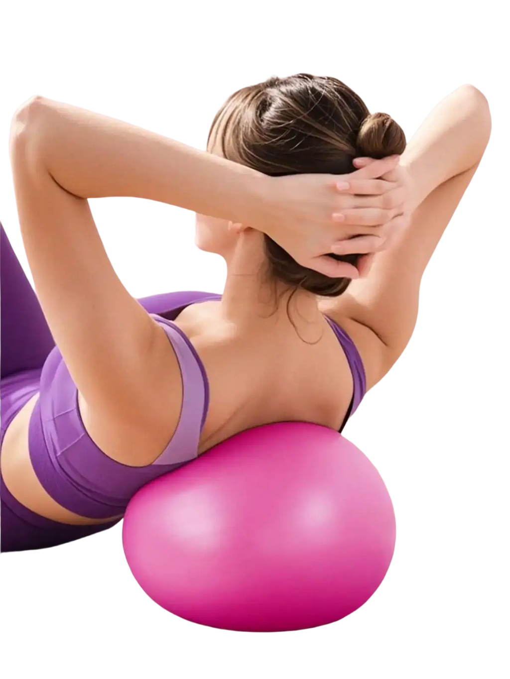A vibrant pink 25cm fitness yoga ball with a smooth glossy surface for core exercise and stability training