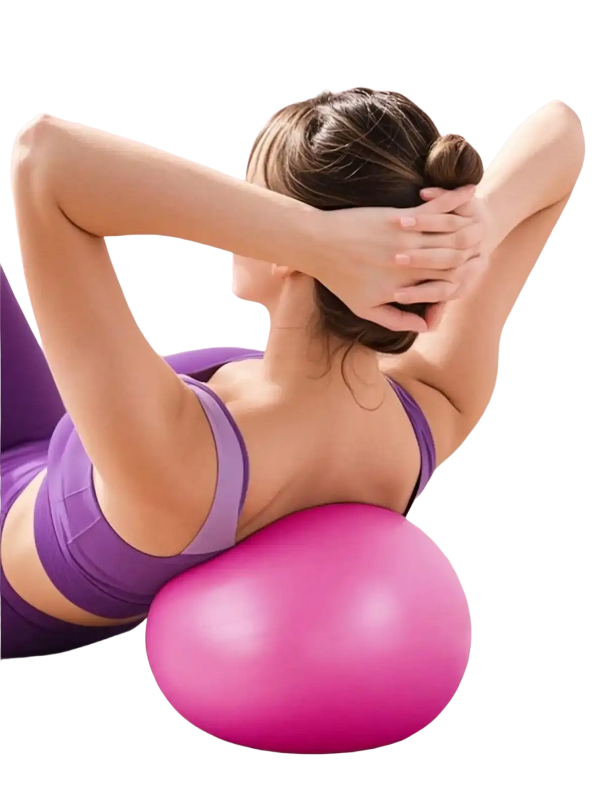 A vibrant pink 25cm fitness yoga ball with a smooth glossy surface for core exercise and stability training