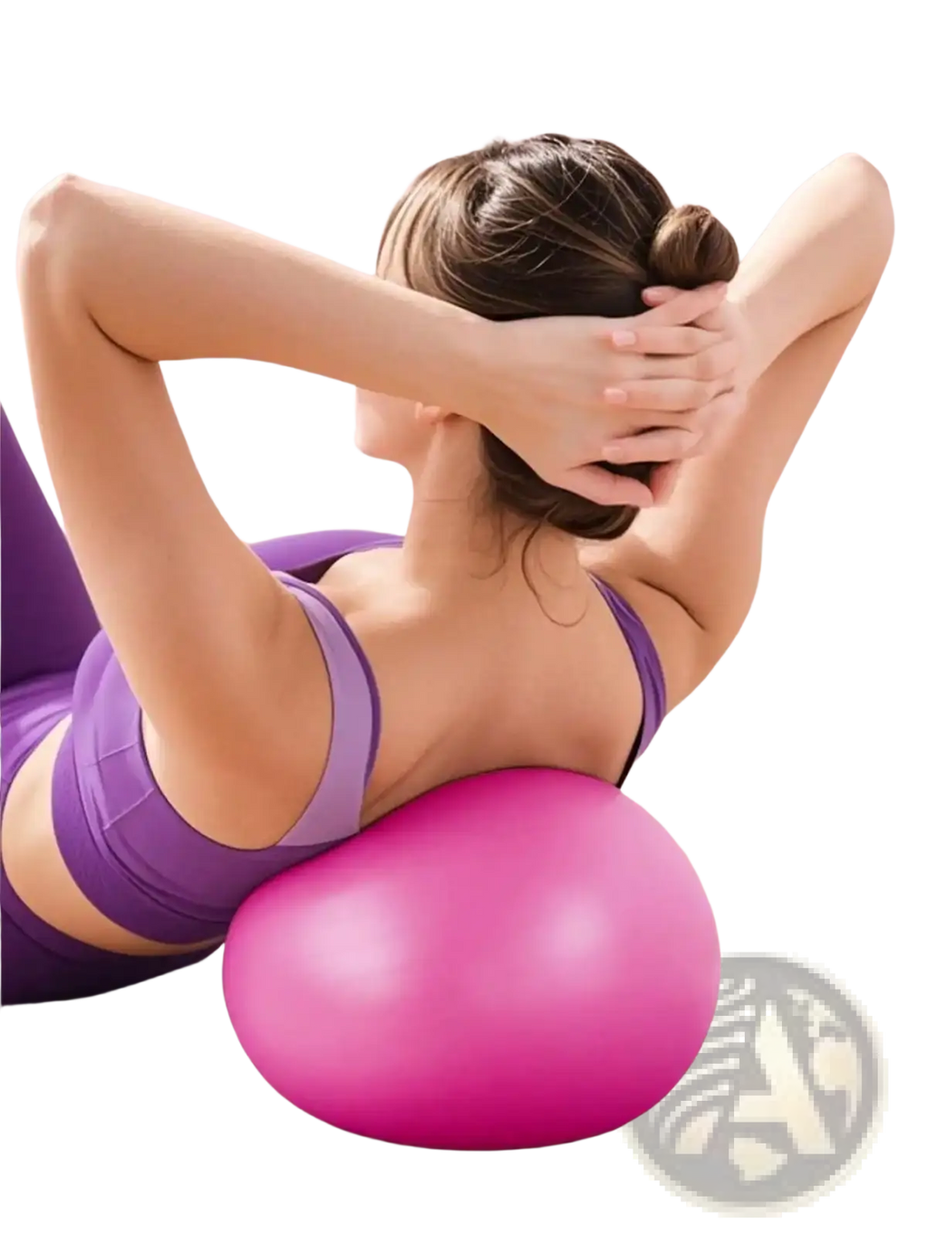A vibrant pink 25cm fitness yoga ball with a smooth glossy surface for core exercise and stability training