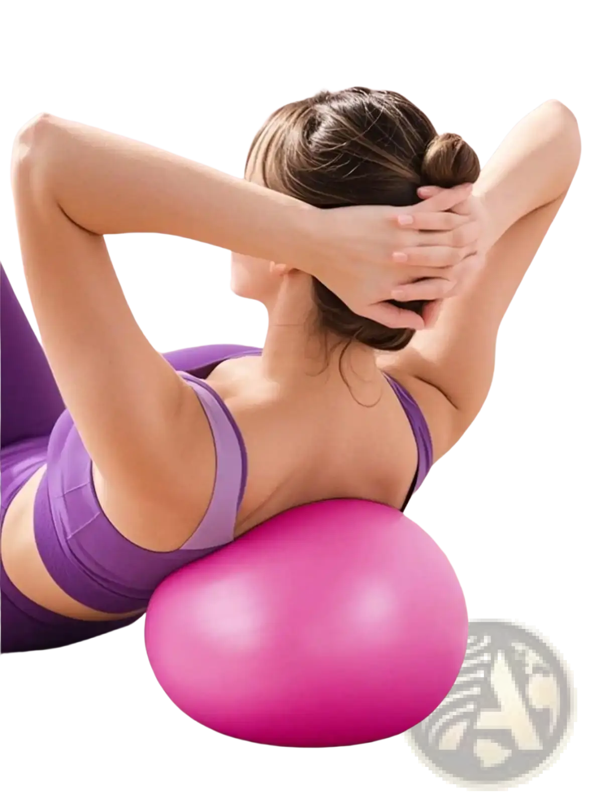 A vibrant pink 25cm fitness yoga ball with a smooth glossy surface for core exercise and stability training