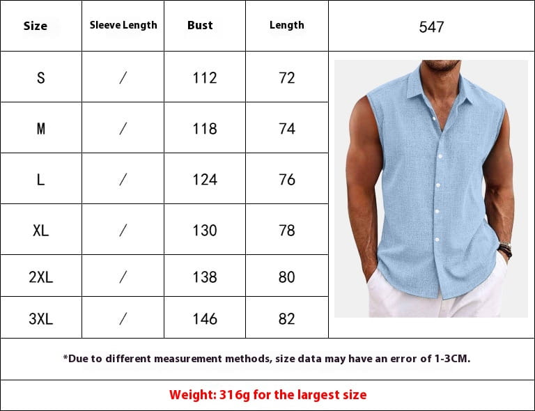 Hellblaues ärmelloses Slim-Fit-Hemd mit Knopfleiste, aus einer Leinenmischung mit dezentem, texturiertem Webmuster, ideal für die Strandkleidung.