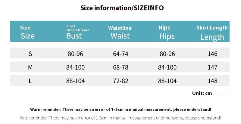 size information chart for satin halter neck backless maxi dress displaying measurements in centimeters for sizes small medium and large
