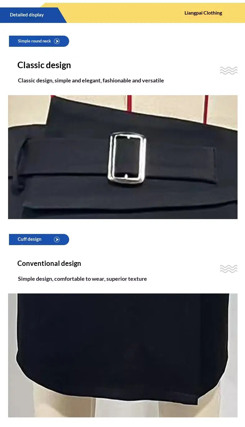 black fabric high waisted pencil skirt featuring a silver rectangular buckle at the waistband