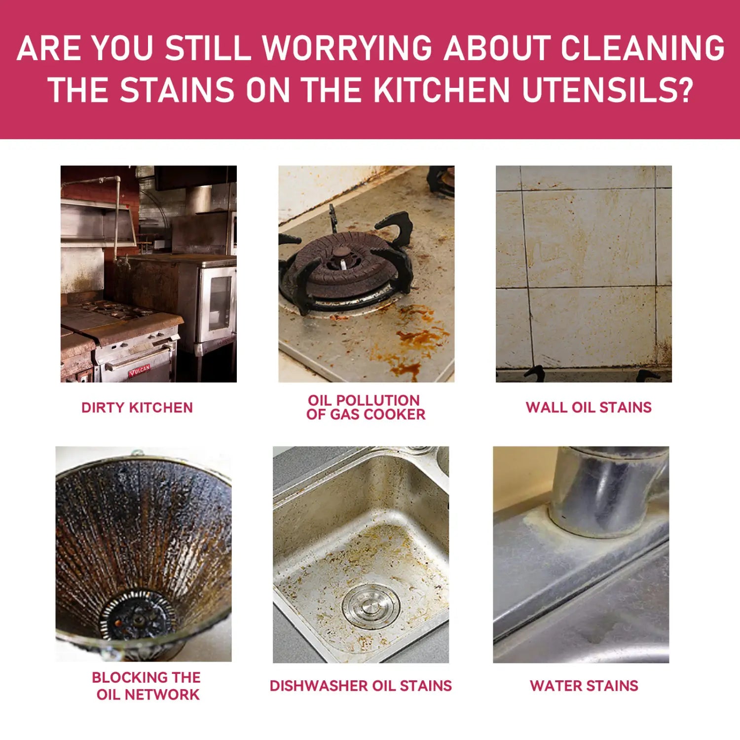 Dirty stainless steel gas cooker with visible oil stains and grime demonstrating the effectiveness of kitchen cleaning paste multi purpose stain remover.