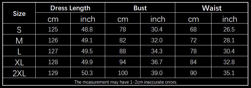 A detailed size chart in centimeters and inches for the floral one shoulder ruched asymmetrical maxi dress listing measurements from size s to 2xl.