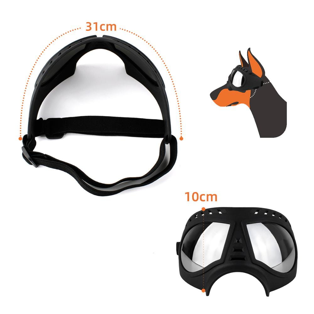 black dog goggles with clear lenses and adjustable straps for uv protection and windproof ski eyewear