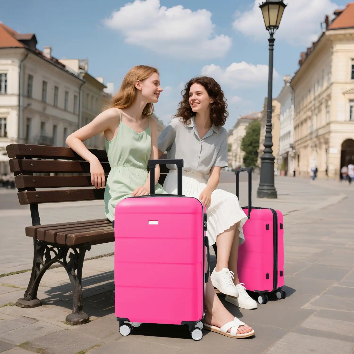 Hardshell Luggage Sets 6 Piece with 2 Bags,carry on Suitcase with Handle Password Lock Double Spinner Wheels