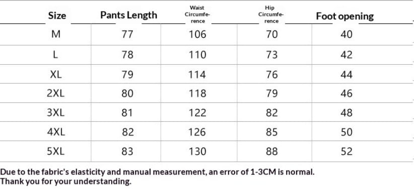 Size chart for men linen capri pants relaxed fit drawstring showing waist and length measurements in inches from medium to 5XL.