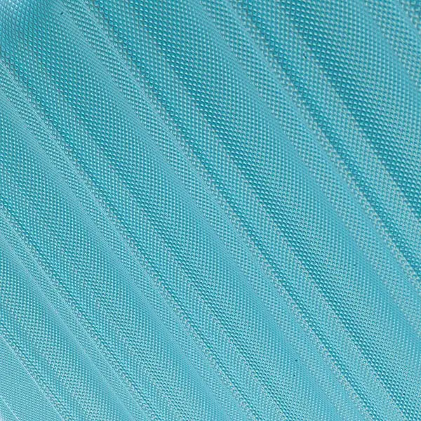Light blue pleated mesh fabric with a textured grid-like pattern on the 3-in-1 blue textured rolling hardshell suitcase set.