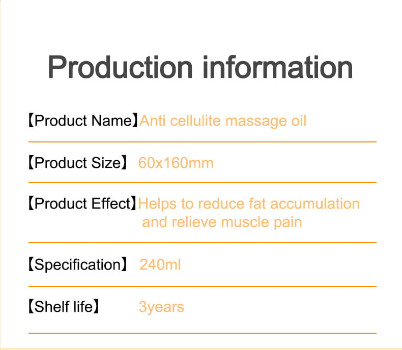 Anti-Cellulite-Massageöl mit Kollagen in einer 240-ml-Ambraflasche zur Reduzierung der Fettansammlung und zur Linderung von Muskelbeschwerden.