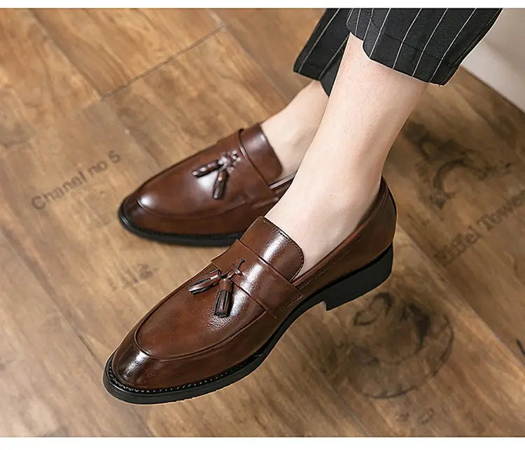 Mocassins en cuir à gland poli pour hommes