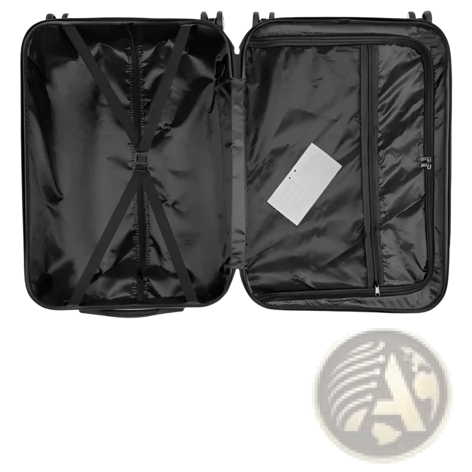 3-in-1 dark gray hard shell spinner luggage set featuring a black suitcase with sleek design and reinforced compartments