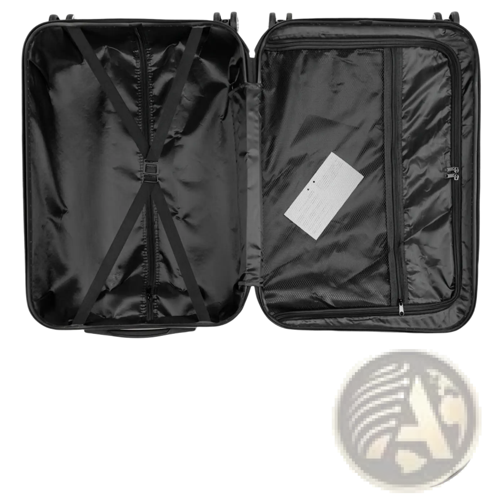 Black hard-shell suitcase from 3-in-1 dark gray hardshell spinner luggage set with sleek design and reinforced interior compartments