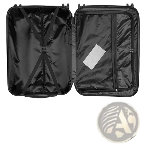Black hard-shell suitcase from 3-in-1 dark gray hardshell spinner luggage set with sleek design and reinforced interior compartments