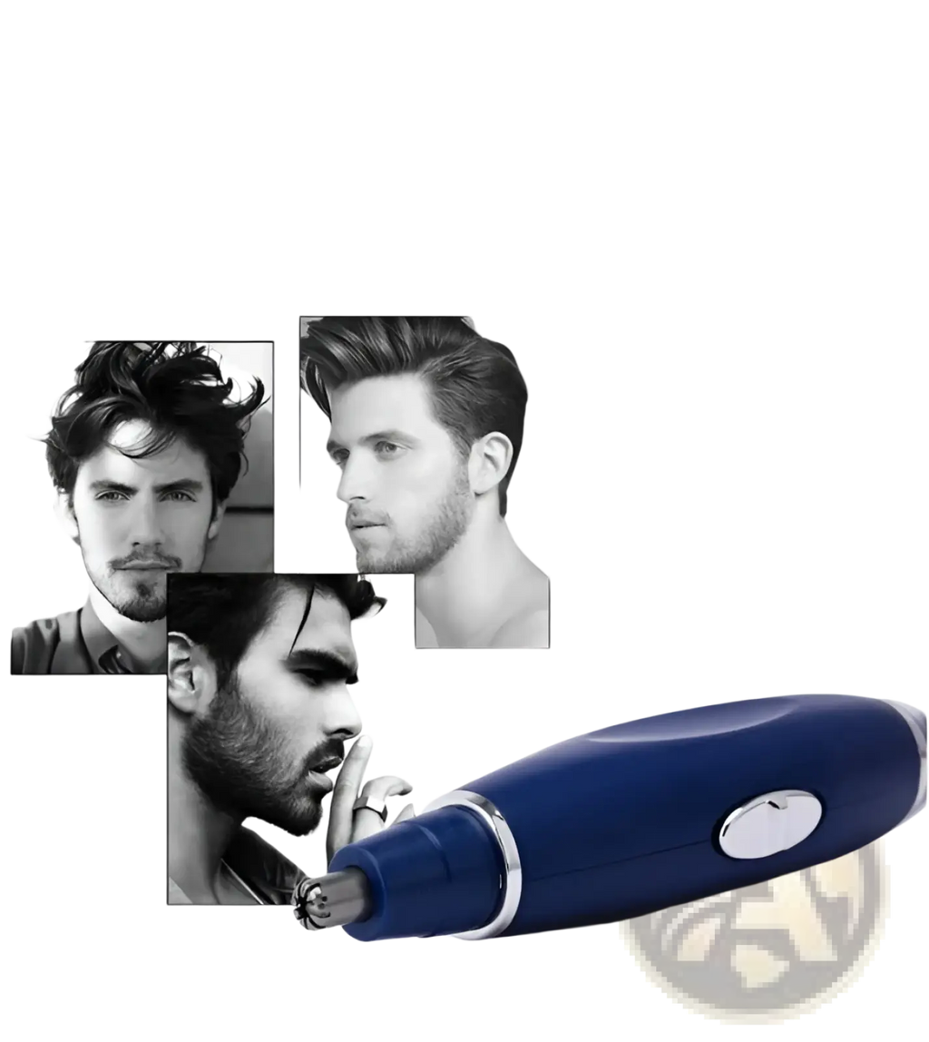 Blue electric 3-in-1 ear nose and pet nail trimmer with silver accents and a simple design for versatile grooming