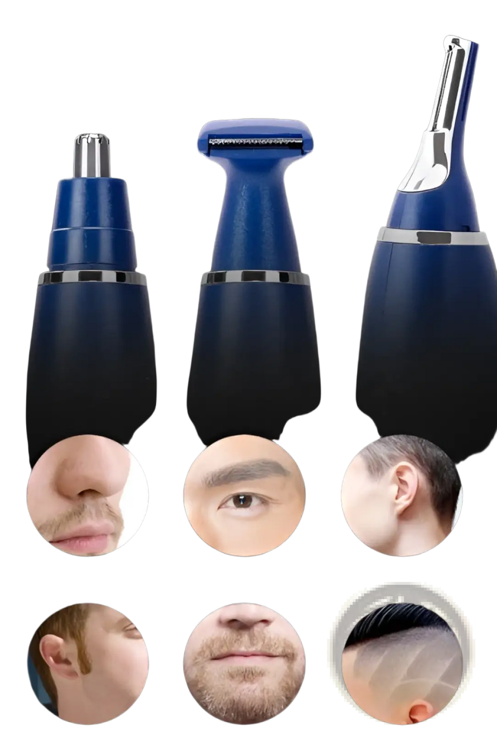 3-in-1 blue electric ear nose and pet nail trimmer with interchangeable multi-heads for precise grooming
