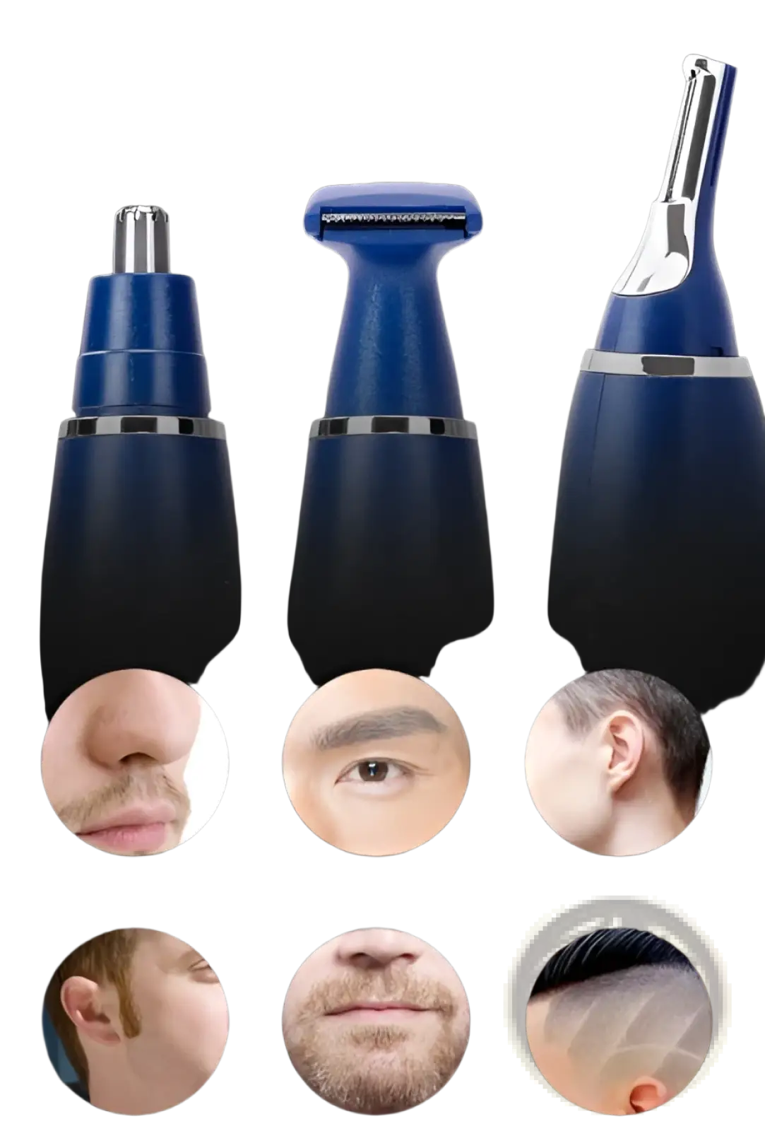 3-in-1 blue electric ear nose and pet nail trimmer with interchangeable multi-heads for precise grooming