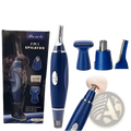 Blue 3-in-1 electric ear nose and pet nail trimmer with interchangeable attachments for precise grooming