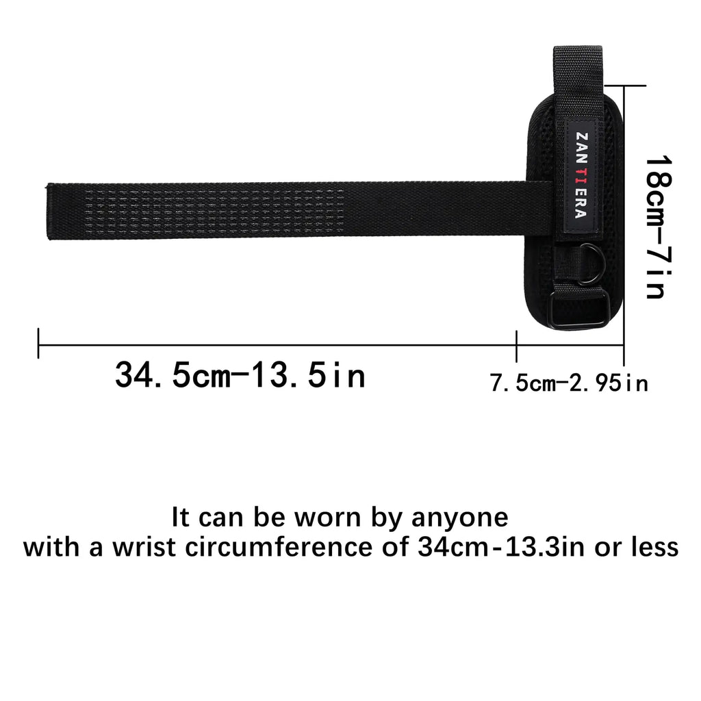 Black zanteka wrist strap with adjustable mesh band and buckle from 3-in-1 fitness support strap and wristband set