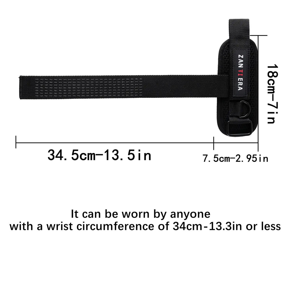 Black zanteka wrist strap with adjustable mesh band and buckle from 3-in-1 fitness support strap and wristband set