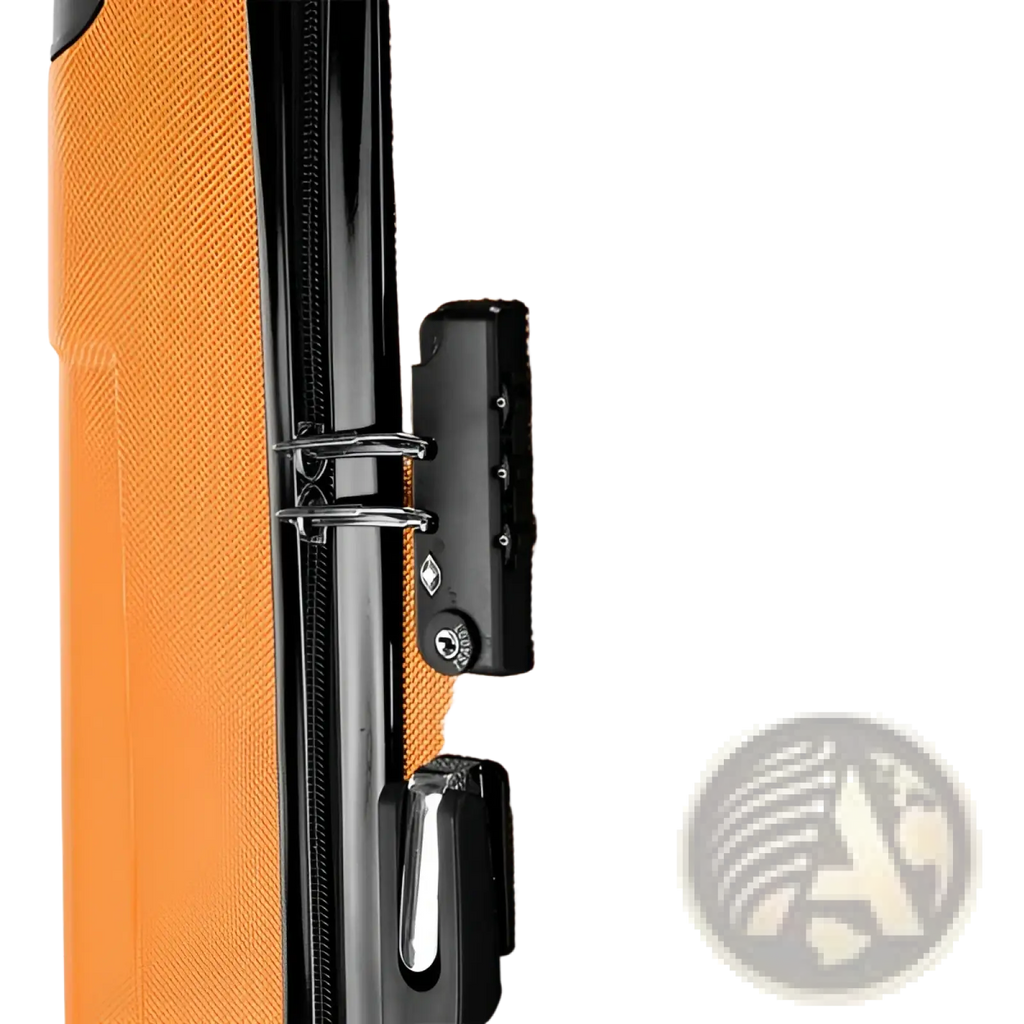 Orange abs hard-shell trolley suitcase with black zipper and combination lock from 3-in-1 lightweight set