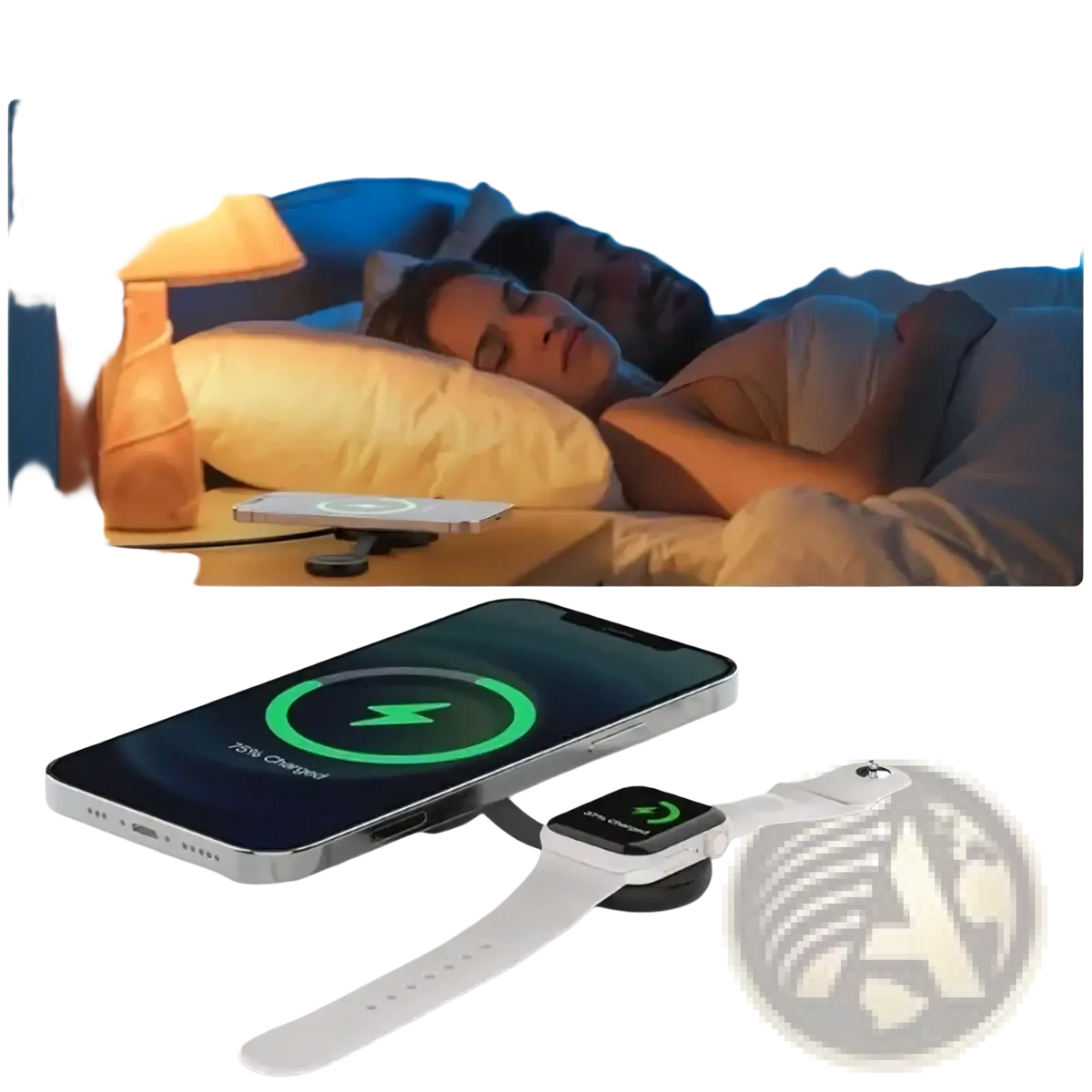 White 3 in 1 magnetic wireless charging station with built-in overcurrent overcharge and overtemperature protection