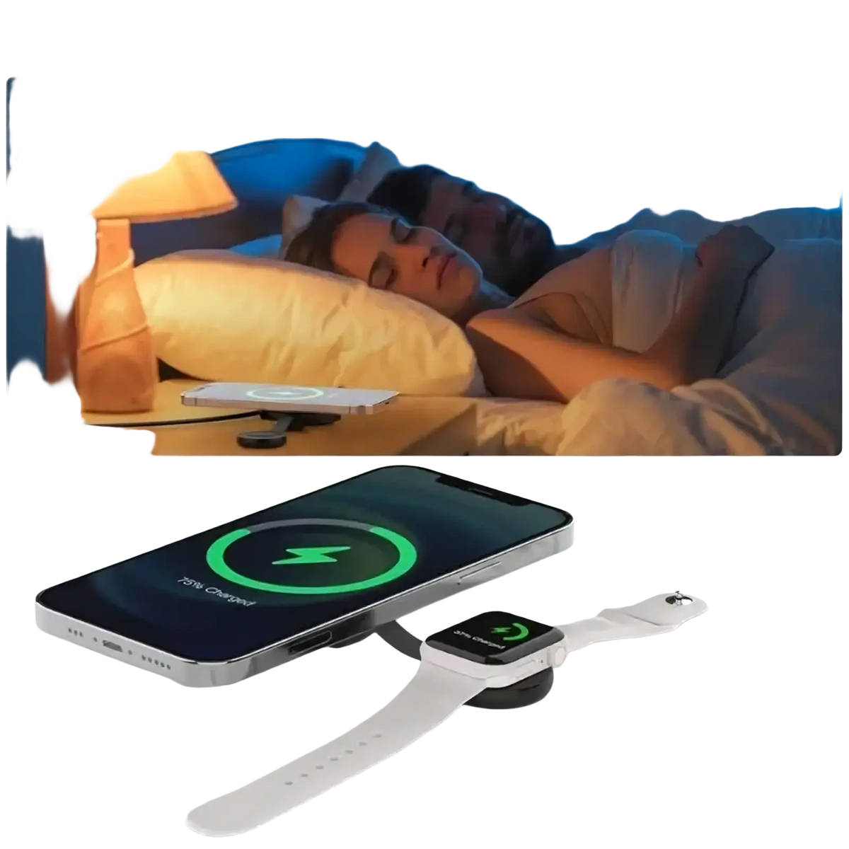 White 3 in 1 magnetic wireless charging station with built-in overcurrent overcharge and overtemperature protection