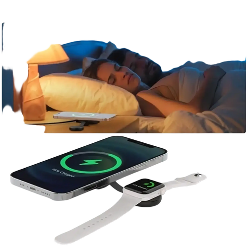 White 3 in 1 magnetic wireless charging station with built-in overcurrent overcharge and overtemperature protection