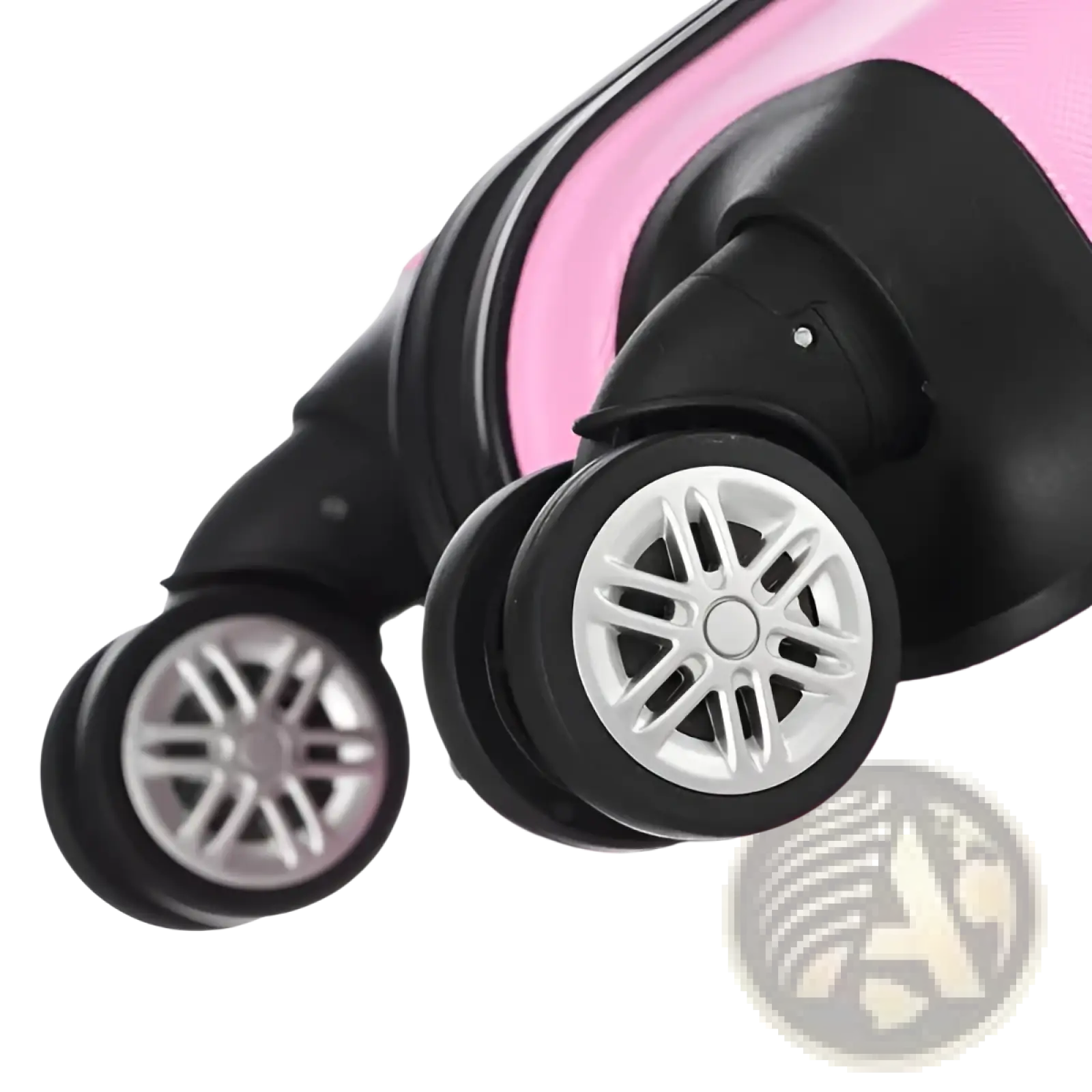 3-in-1 pink hard shell large capacity suitcase with black wheels and silver multi-spoke hubcaps