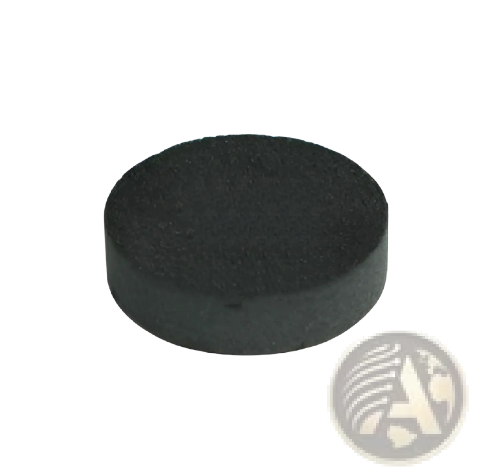 Black circular sponge pad made of durable material included in 3-in-1 portable dog water bottle and food dispenser