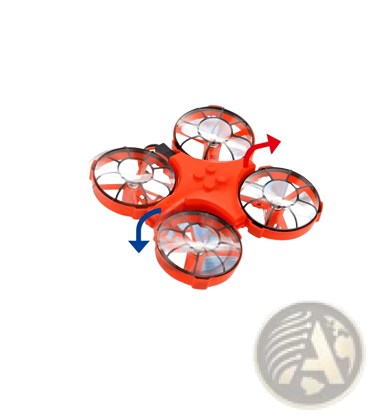 Bright orange 3-in-1 rc drone hovercraft with transparent propeller guards and black central frame for land air use