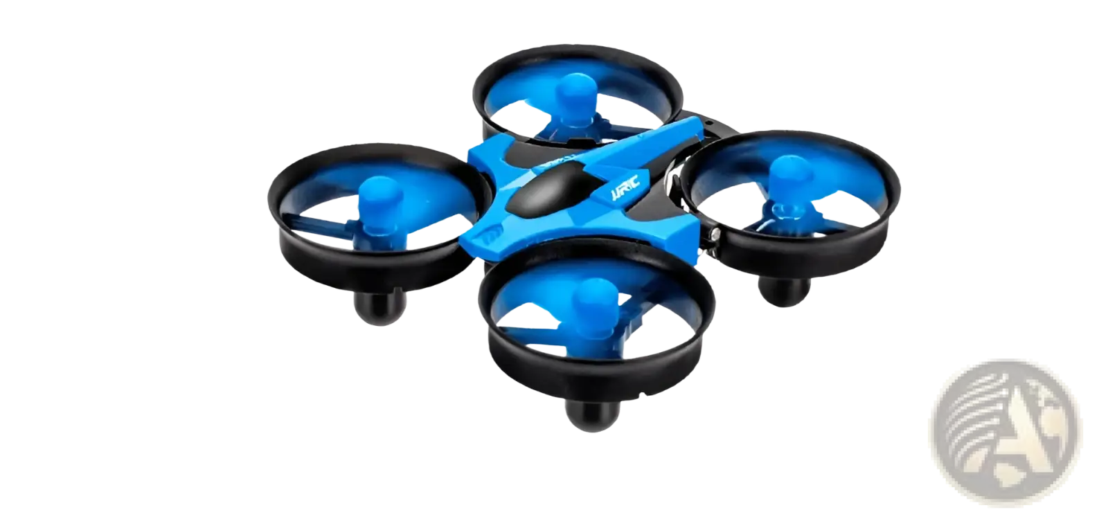 Blue and black JRC aircraft-sized quadcopter drone with four propellers for 3-in-1 Rc hovercraft land water air toy