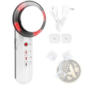 White handheld 3-in-1 ultrasonic ems infrared body sculpting massager with circular mirror head and red led lights