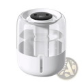 White cylindrical 3.8l smart double mist air humidifier with transparent water tank and digital display on top